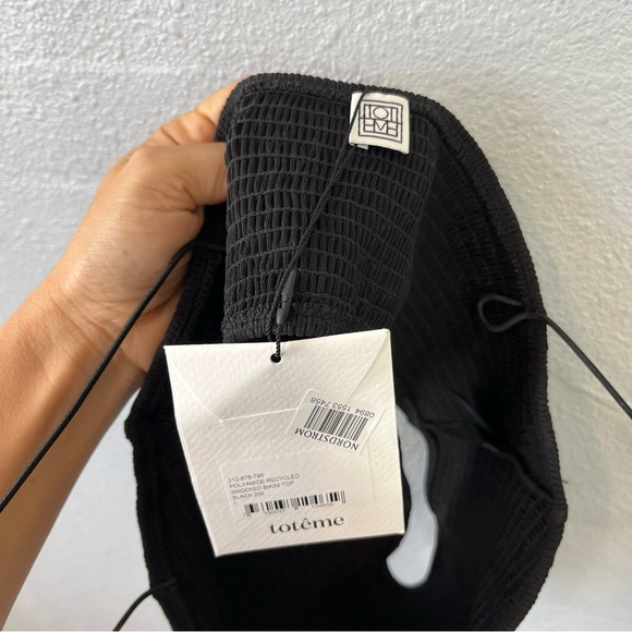 NEW Toteme Black Smocked Stretch Bikini Top size large - Picture 4 of 5